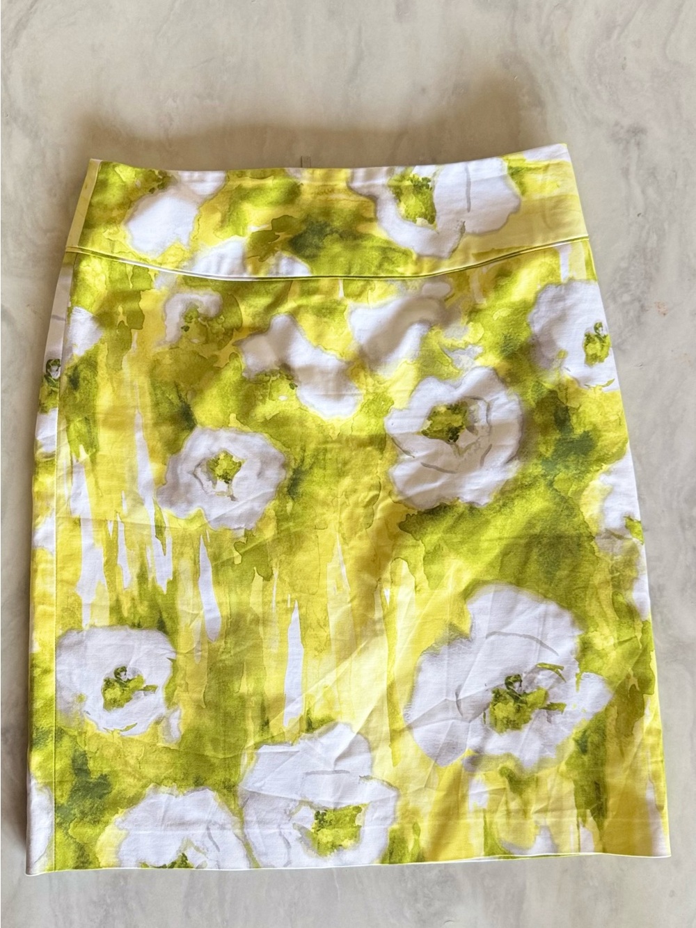 PREMISE brand cotton Yellow Floral Print knee-length Women’s Skirt size 8